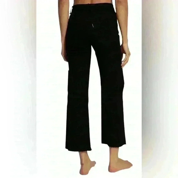 ASKK NY New NWT Slim Crop Wide Leg Black Resin Size 25 - Picture 2 of 8